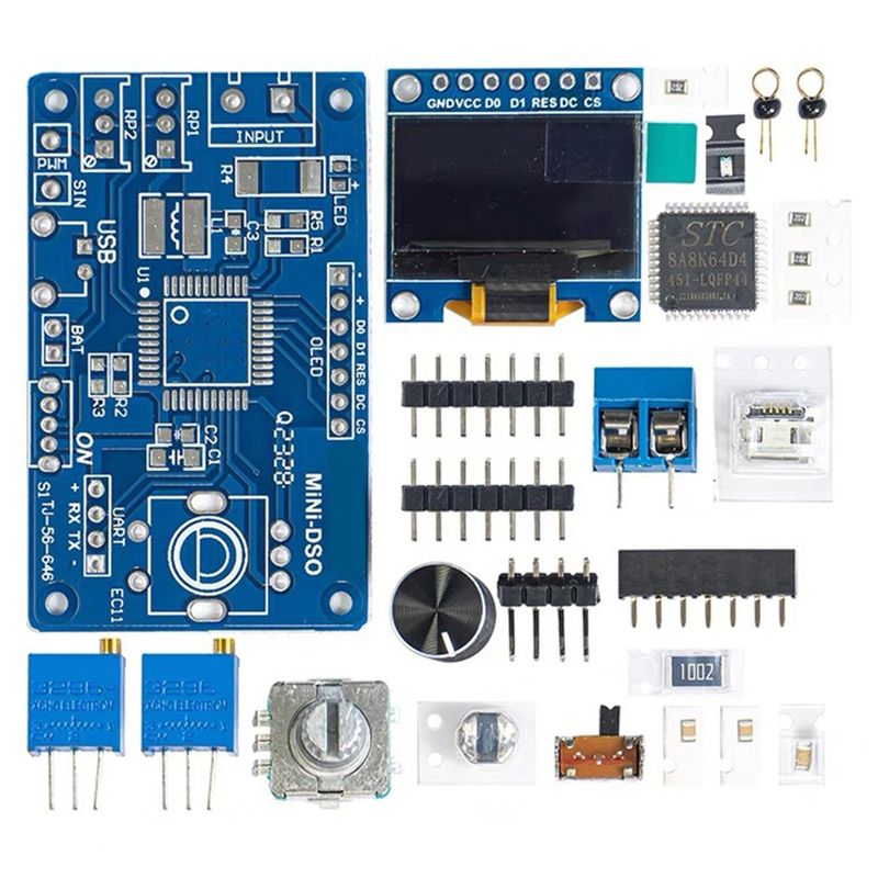 Diy Electronics Components Kit - Kit Osiloskop Digital DIY AT14 STC8K8A