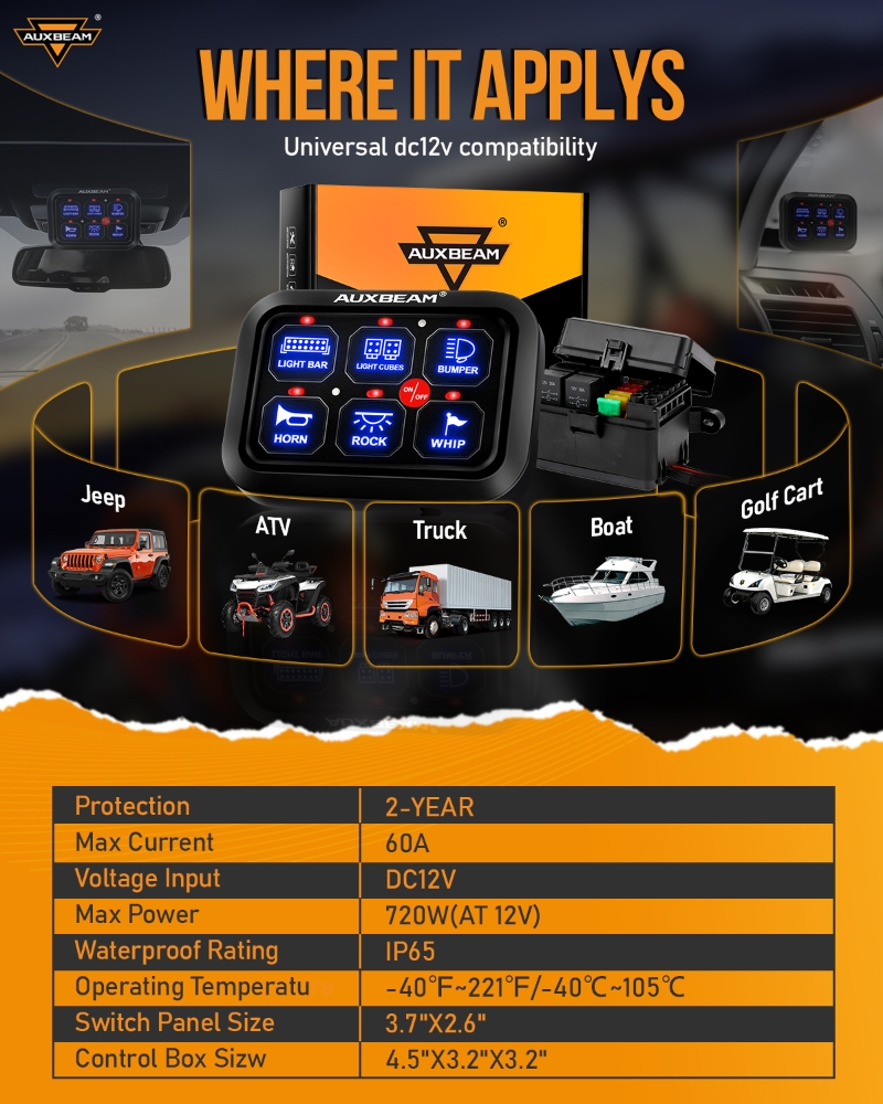 AUXBEAM 720W Panel Saklar Univ - Diy Boat Electronics ulasan dan harga